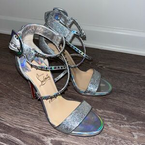 Christian Louboutin Choco Lux heel in silver